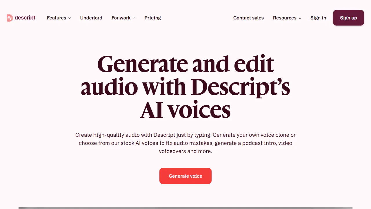 Descript AI Voice Screenshot