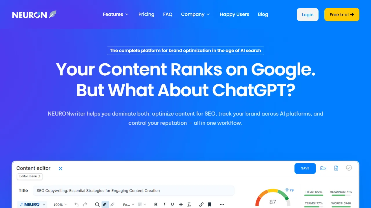 NeuronWriter Screenshot